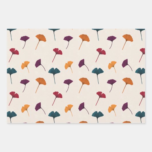 Ginkgo Leaf Pattern Waterverf Herfst Herfstkleuren Inpakpapier Vel (Voorkant 3)