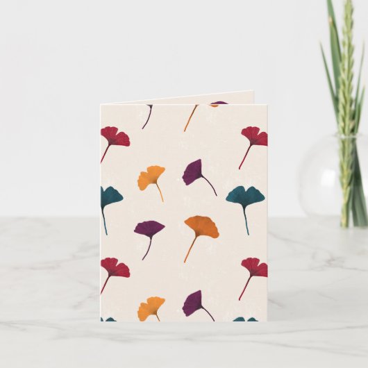Ginkgo Leaf Pattern Waterverf Herfst Herfstkleuren Kaart (Voorkant)