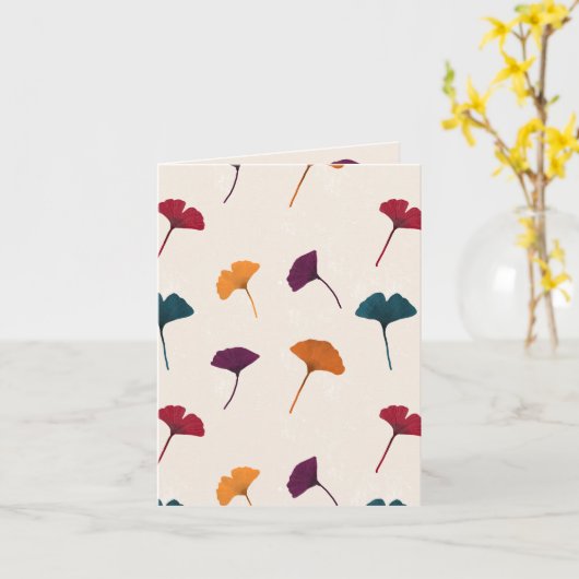 Ginkgo Leaf Pattern Waterverf Herfst Herfstkleuren Kaart (Gele Bloem)