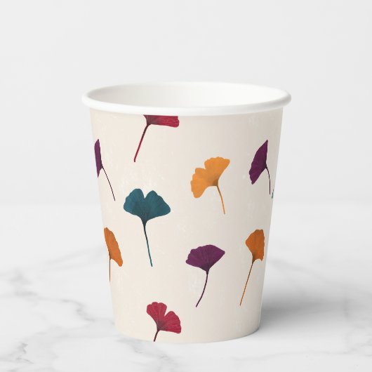Ginkgo Leaf Pattern Waterverf Herfst Herfstkleuren Papieren Bekers (Achterkant)
