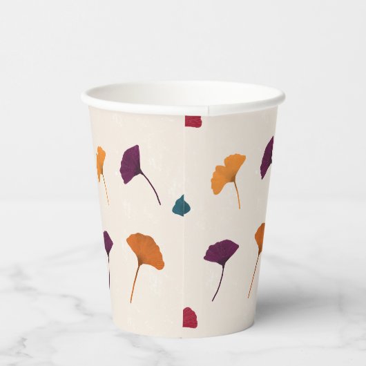 Ginkgo Leaf Pattern Waterverf Herfst Herfstkleuren Papieren Bekers (Rechts)