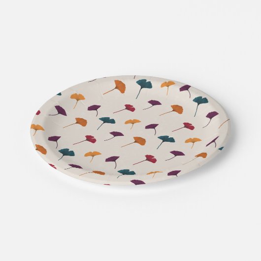 Ginkgo Leaf Pattern Waterverf Herfst Herfstkleuren Papieren Bordje (Gekanteld)