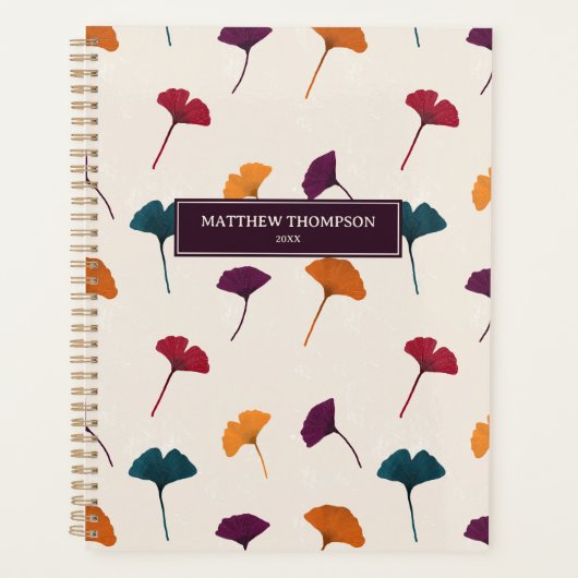 Ginkgo Leaf Pattern Waterverf Herfst Herfstkleuren Planner (Voorkant)