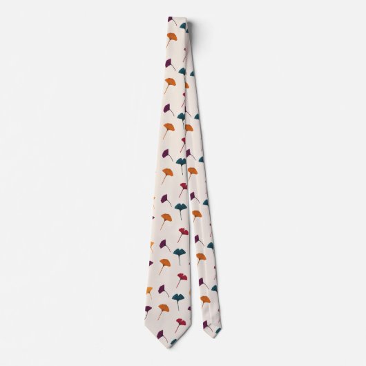 Ginkgo Leaf Pattern Waterverf Herfst Herfstkleuren Stropdas (Voorkant)