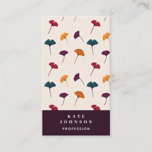 Ginkgo Leaf Waterverf Herfst Herfstkleuren Visitekaartje (Voorkant)