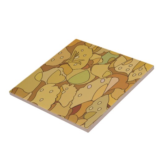 Ginkgo Leaves Abstract Pattern Tegeltje (Zijkant)