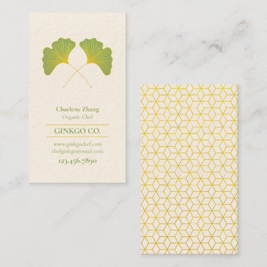 Ginkgo Leaves en Polygon Pattern Visitekaartje (Voorkant / Achterkant)