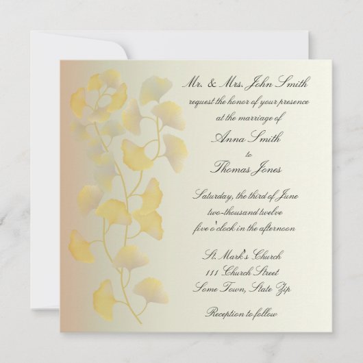 Ginkgo Leaves in Herfst Invitation Kaart (Voorkant)