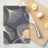 Ginkgo Leaves: Naadloze bloemige elegantie. Theedoek (Quarter Fold)