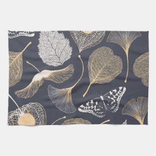 Ginkgo Leaves: Naadloze bloemige elegantie. Theedoek