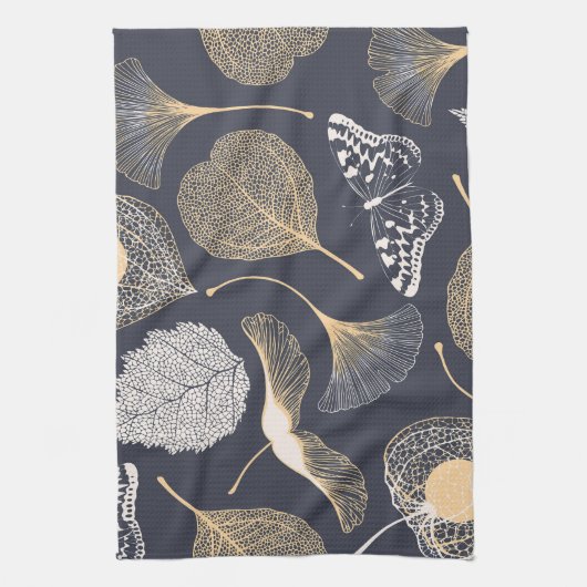 Ginkgo Leaves: Naadloze bloemige elegantie. Theedoek (Verticaal)