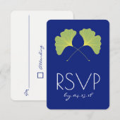 Ginkgo Leaves Spring Green RSVP Kaartje (Voorkant / Achterkant)