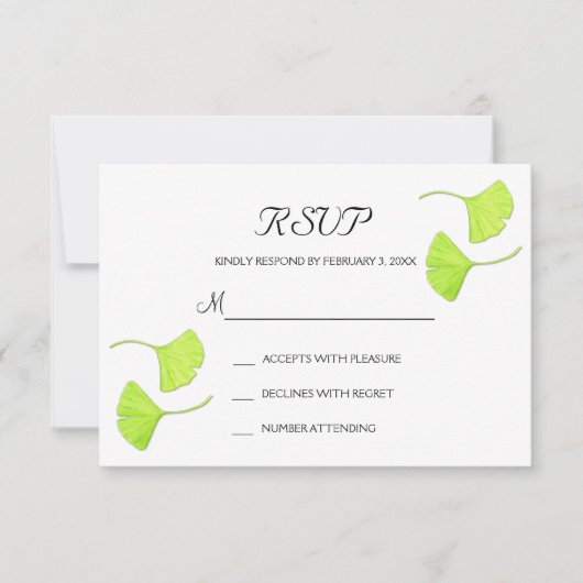 Ginkgo Leaves Wedding RSVP Briefkaart (Voorkant)
