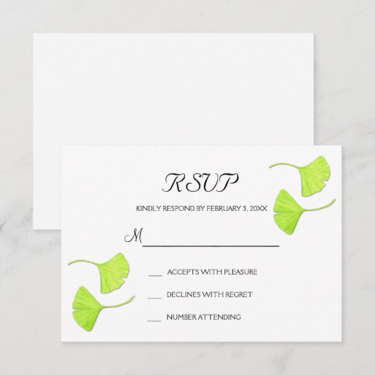 Ginkgo Leaves Wedding RSVP Briefkaart (Voorkant / Achterkant)