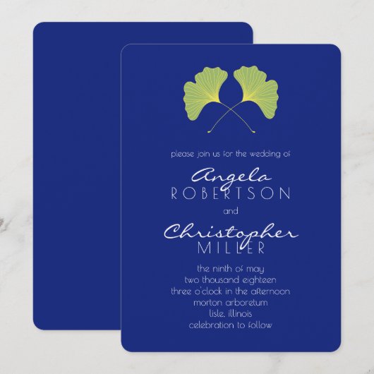 Ginkgo Lente Groene bladeren Bruiloft Kaart (Voorkant / Achterkant)