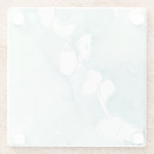 Ginkgo op Dusty Blauwgroen - Wit Glazen Onderzetter (Achterkant)