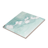 Ginkgo op Dusty Blauwgroen - Wit Tegeltje (Zijkant)