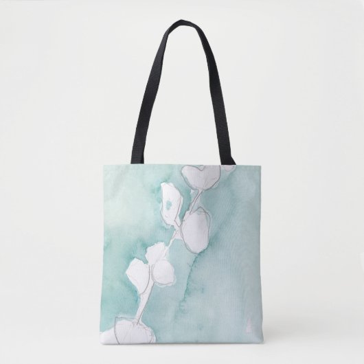 Ginkgo op Dusty Blauwgroen - Wit Tote Bag (Voorkant)