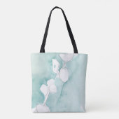 Ginkgo op Dusty Blauwgroen - Wit Tote Bag (Achterkant)