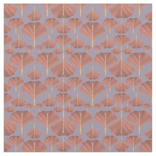  Ginkgo Paars Floral Pattern Stof (Close Up)