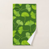 Ginkgo patroon op donkergroen bad handdoek (Handdoek)