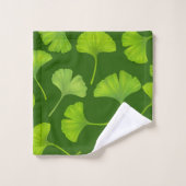 Ginkgo patroon op donkergroen bad handdoek (Wasdoekje)