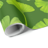 Ginkgo patroon op donkergroen cadeaupapier (Rol Hoek)