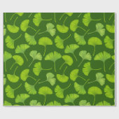 Ginkgo patroon op donkergroen cadeaupapier (Vlak)