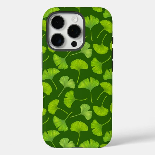 Ginkgo patroon op donkergroen Case-Mate iPhone case (Achterkant)