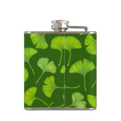Ginkgo patroon op donkergroen heupfles (Achterkant)