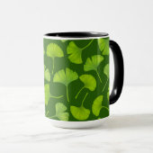 Ginkgo patroon op donkergroen mok (Voorkant rechts)