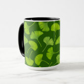Ginkgo patroon op donkergroen mok (Voorkant links)