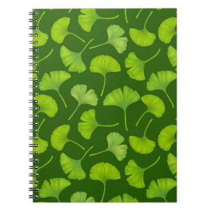 Ginkgo patroon op donkergroen notitieboek