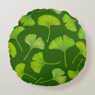 Ginkgo patroon op donkergroen rond kussen
