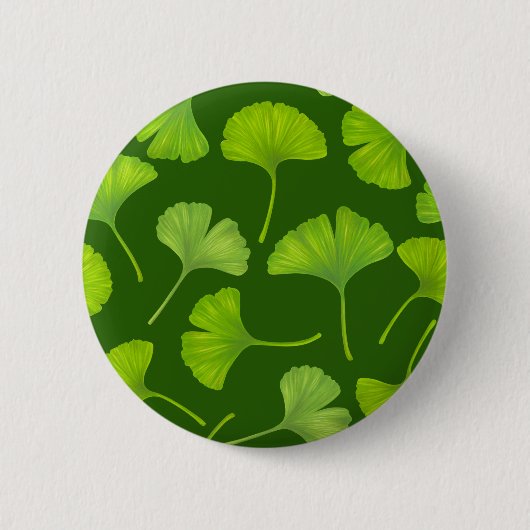 Ginkgo patroon op donkergroen ronde button 5,7 cm (Voorkant)