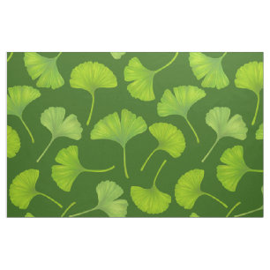 Ginkgo patroon op donkergroen stof