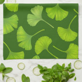 Ginkgo patroon op donkergroen theedoek (Gevouwen)