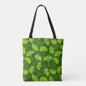 Ginkgo patroon op donkergroen tote bag (Achterkant)