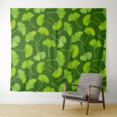Ginkgo patroon op donkergroen wandkleed (In Situ (horizontaal))