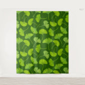 Ginkgo patroon op donkergroen wandkleed (Voorkant)