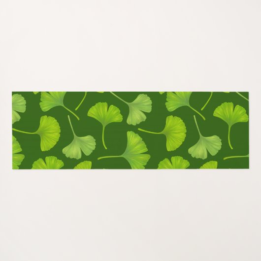 Ginkgo patroon op donkergroen yogamat (Achterkant (horizontaal))