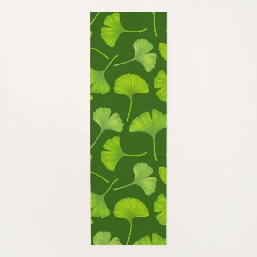 Ginkgo patroon op donkergroen yogamat (Voorkant)