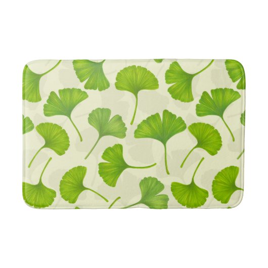 Ginkgo patroon op wit badmat (Voorkant)