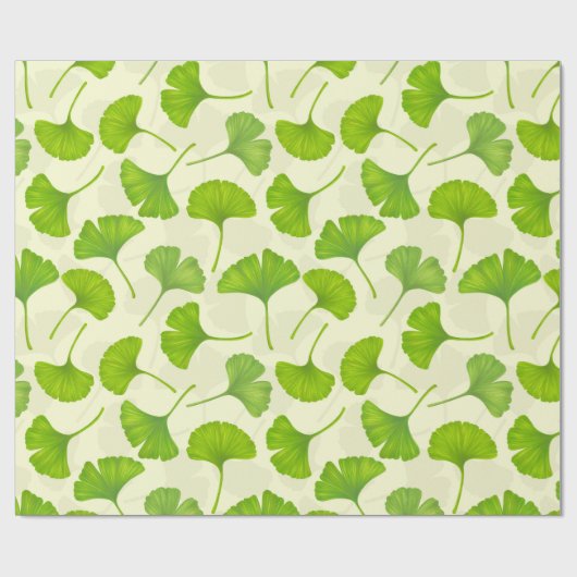 Ginkgo patroon op wit cadeaupapier (Vlak)