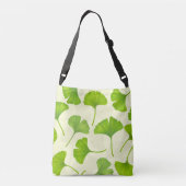 Ginkgo patroon op wit crossbody tas (Achterkant)