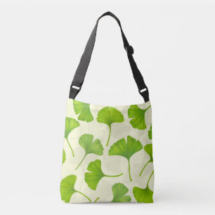 Ginkgo patroon op wit crossbody tas