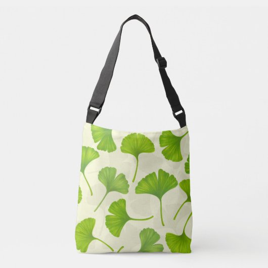 Ginkgo patroon op wit crossbody tas (Voorkant)