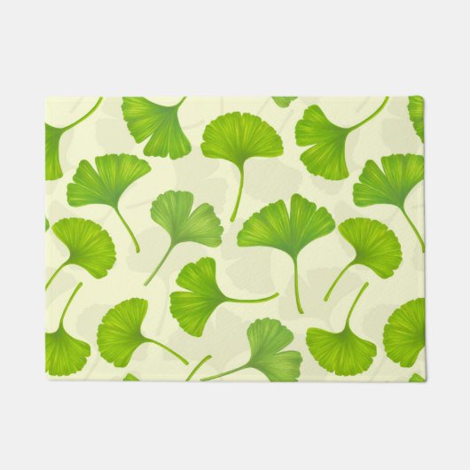 Ginkgo patroon op wit deurmat (Voorkant)