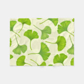Ginkgo patroon op wit fleece deken (Voorkant (Horizontaal))