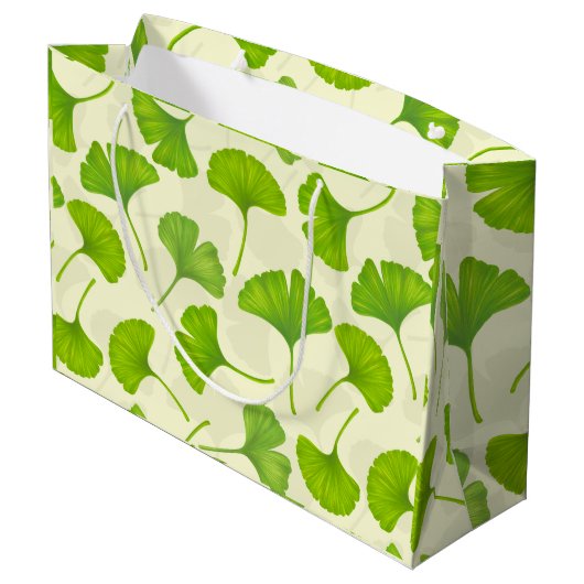 Ginkgo patroon op wit groot cadeauzakje (Achterkant Gekanteld)